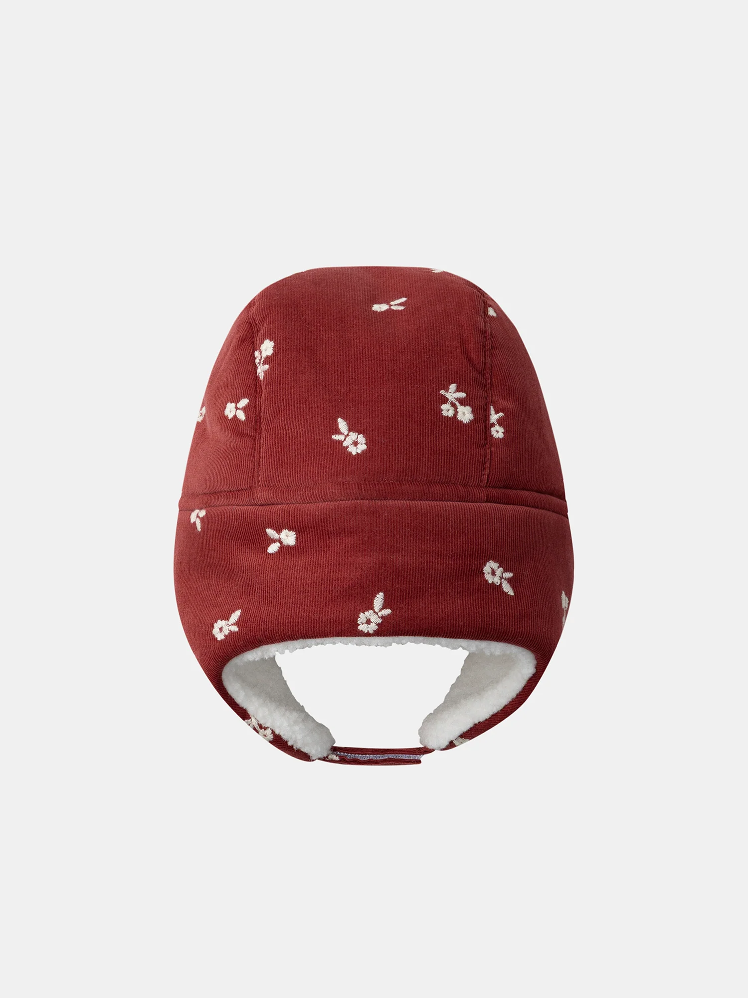 Chapka rouge en velours à broderies fleurs Fille – Image 7