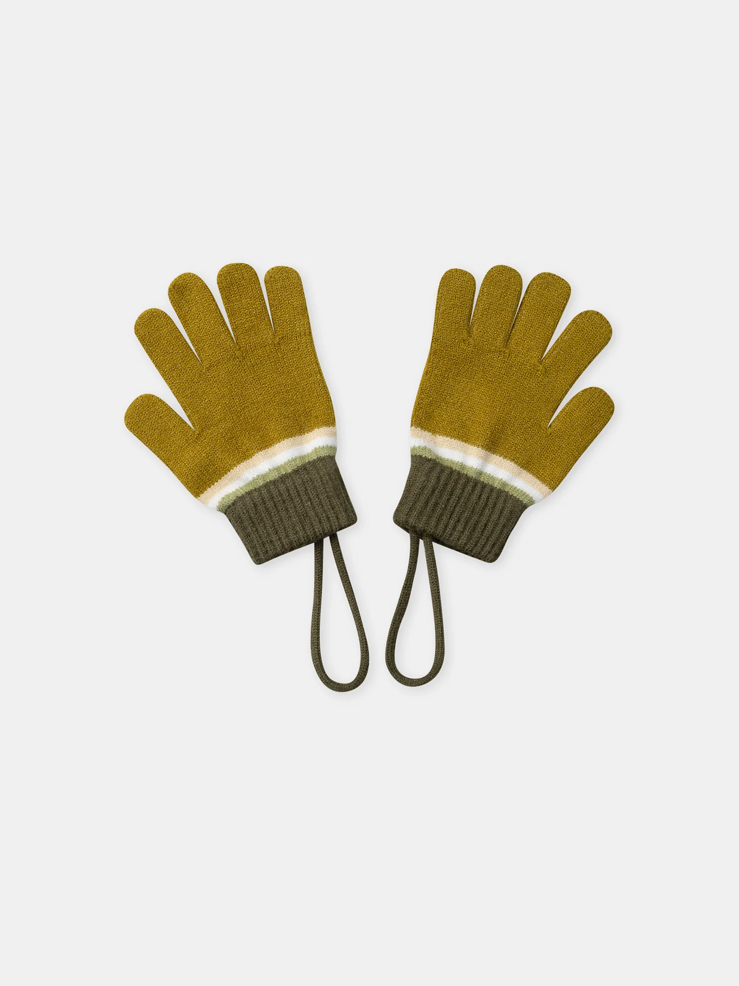 Gants jaune et vert kaki en maille Garçon – Image 3