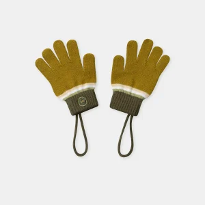 Gants jaune et vert kaki en maille Garçon
