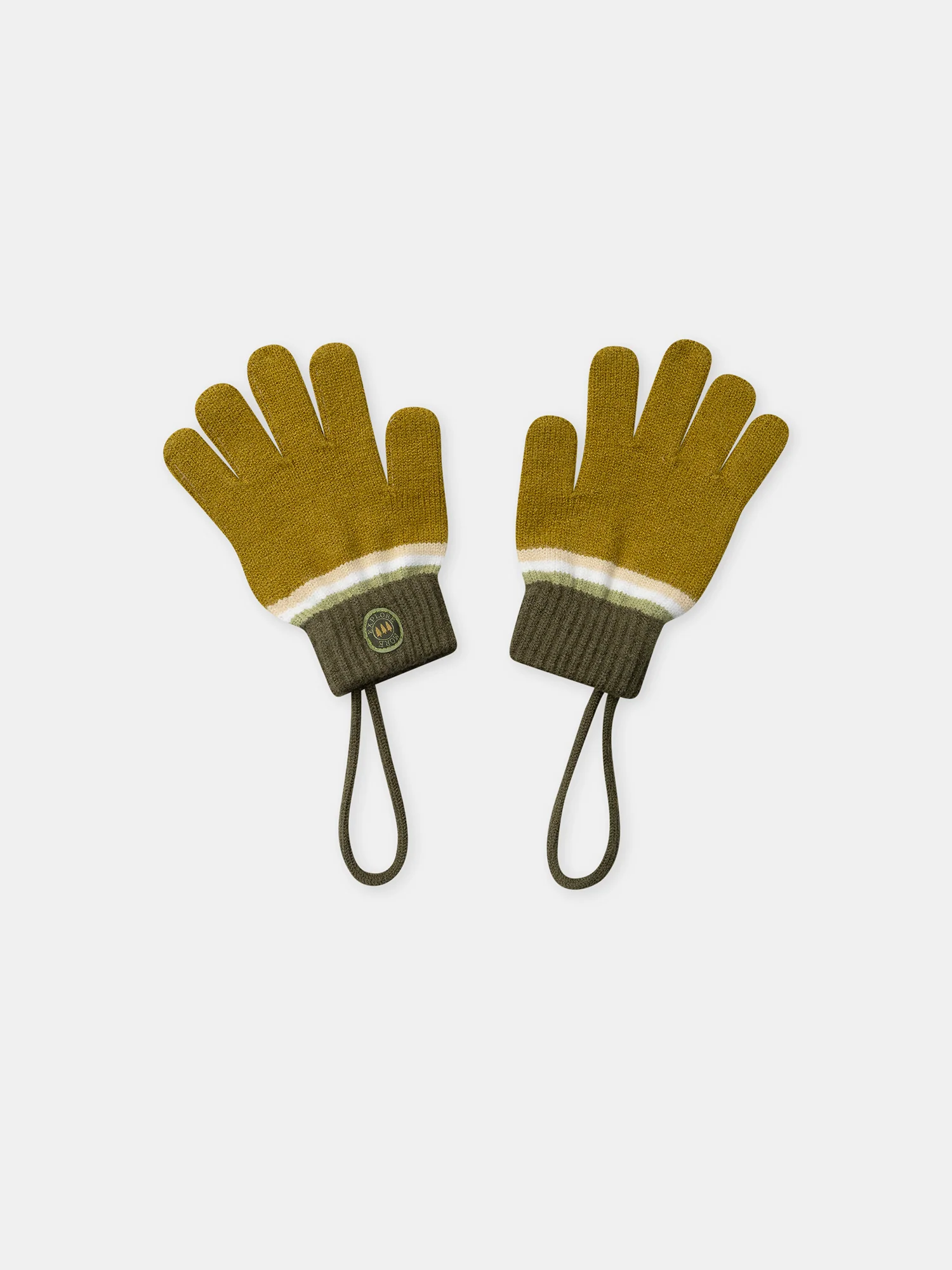 Gants jaune et vert kaki en maille Garçon