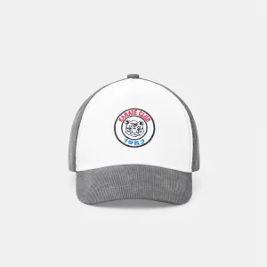Casquette gris et blanc en velours avec patch tigre Garçon