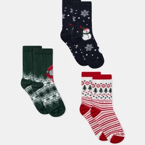 Lot de 3 paires de chaussettes Noël Garçon