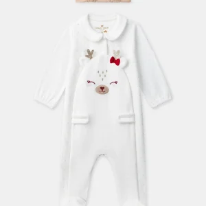 Grenouillère blanche + bandeau marron Bébé Fille