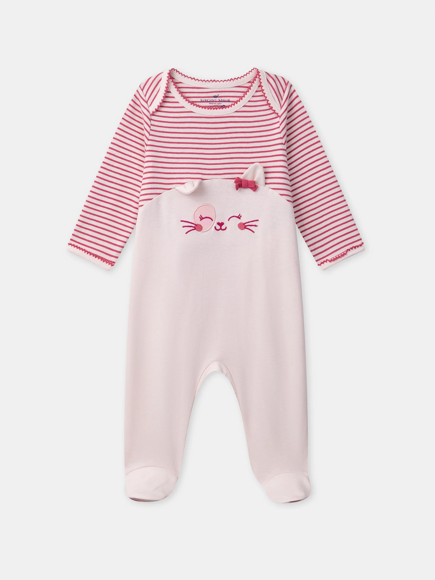 Grenouillère rose à rayures et rose uni Bébé Fille – Image 6