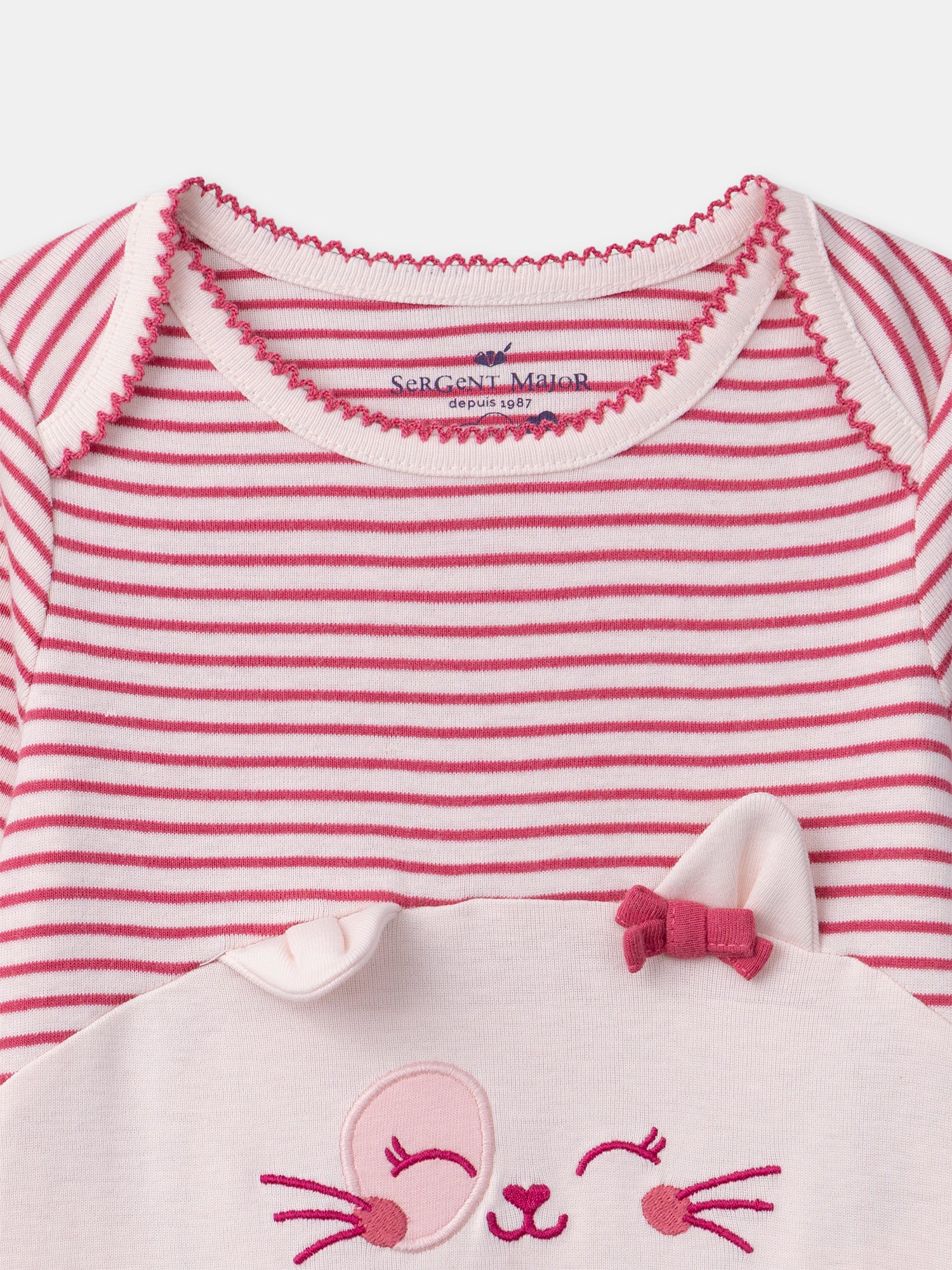 Grenouillère rose à rayures et rose uni Bébé Fille – Image 7