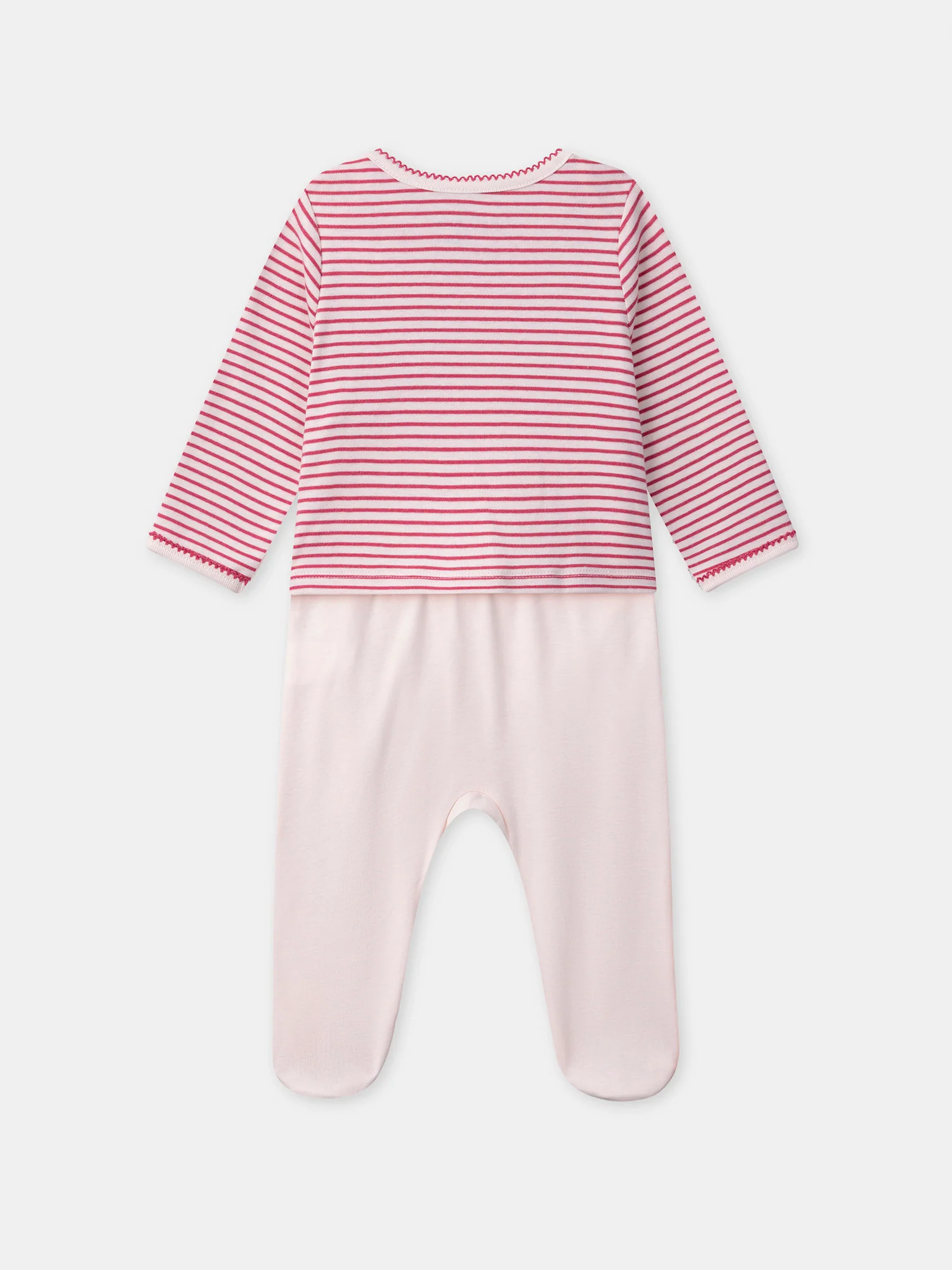 Grenouillère rose à rayures et rose uni Bébé Fille – Image 8