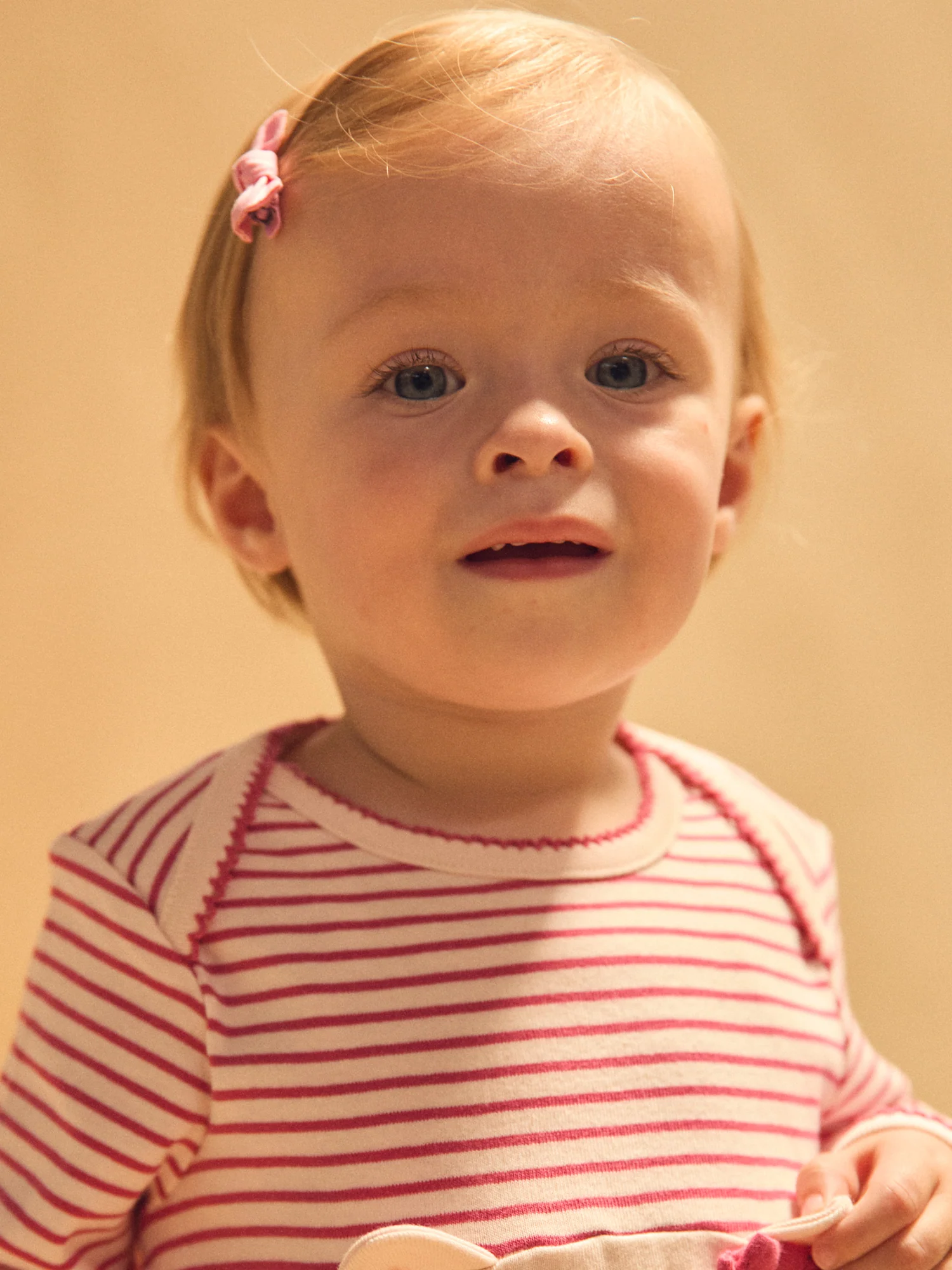 Grenouillère rose à rayures et rose uni Bébé Fille – Image 4