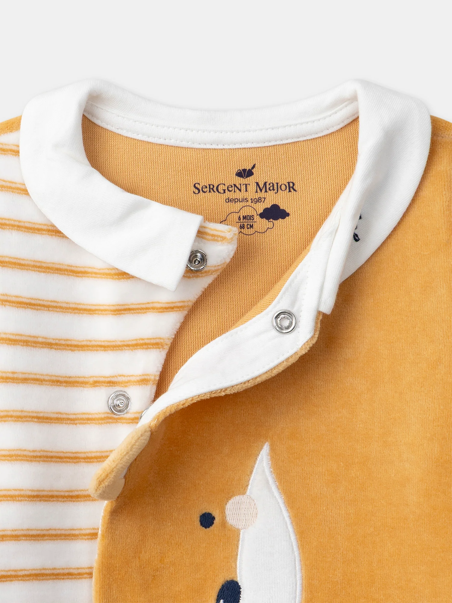 Grenouillère uni et à rayures orange visage renard + peluche renard Bébé garçon – Image 6