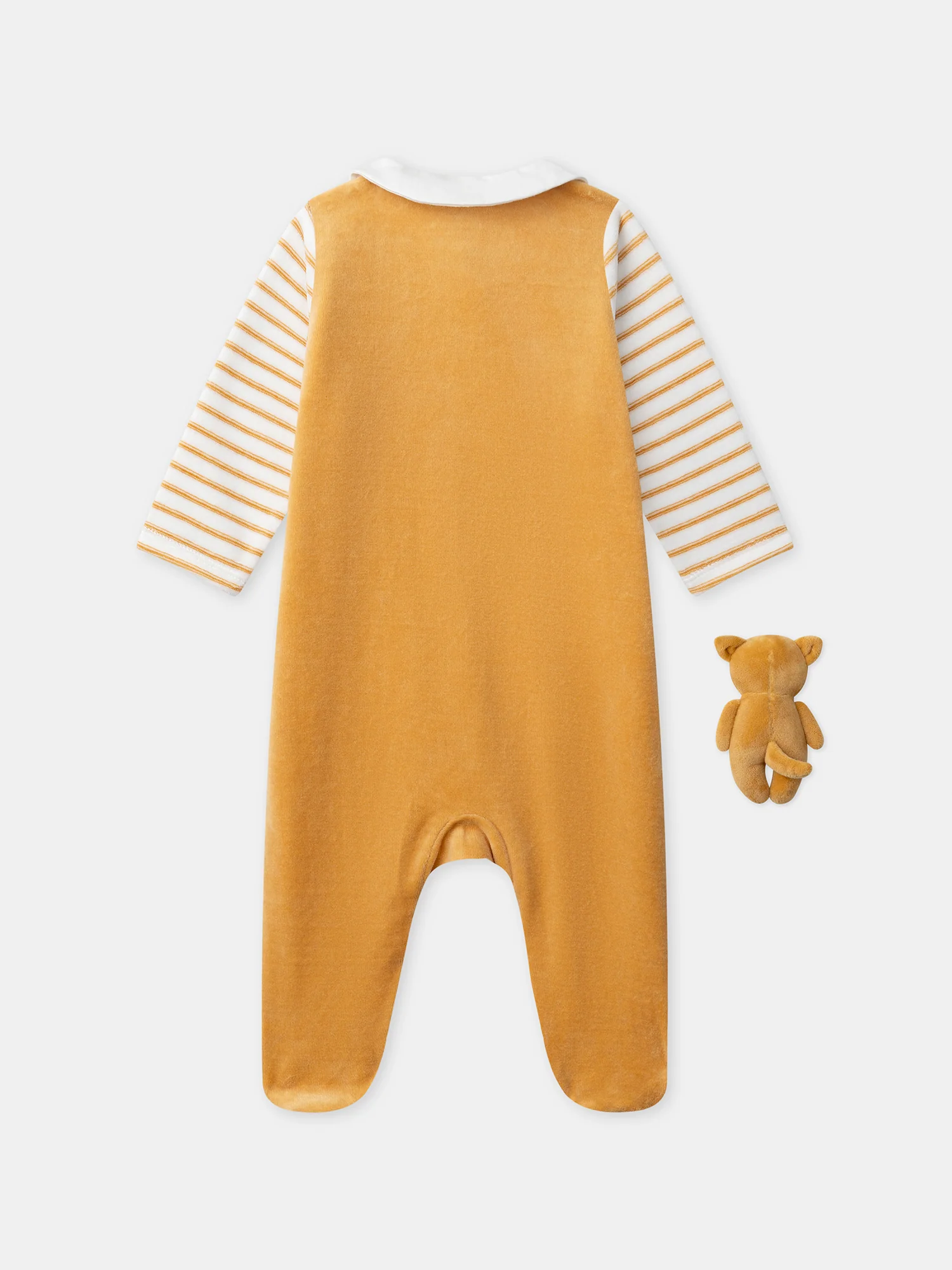 Grenouillère uni et à rayures orange visage renard + peluche renard Bébé garçon – Image 8