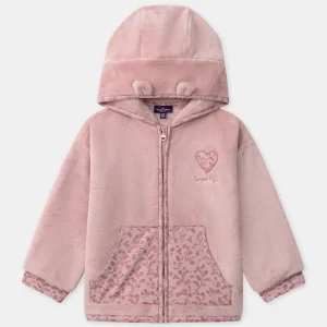 Veste de nuit à capuche zippé rose de nuit Fille