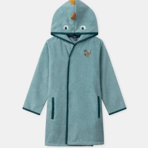 Peignoir bleu à capuche dinosaure Garçon