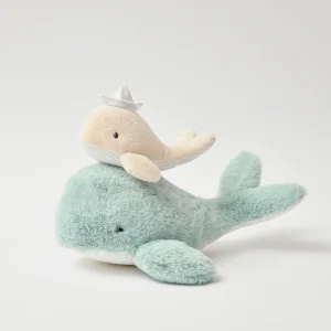 2 peluches baleine bleu clair et beige