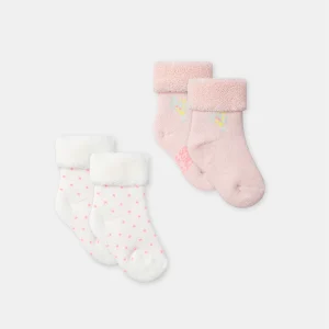 Lot de 2 paires de chaussettes écrues ou roses Naissance Fille