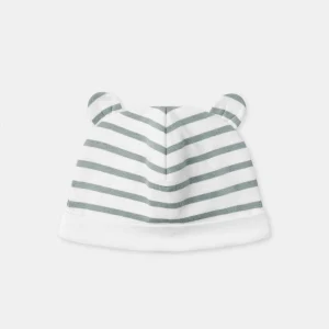 Bonnet à rayures bleu grisées Naissance Garçon