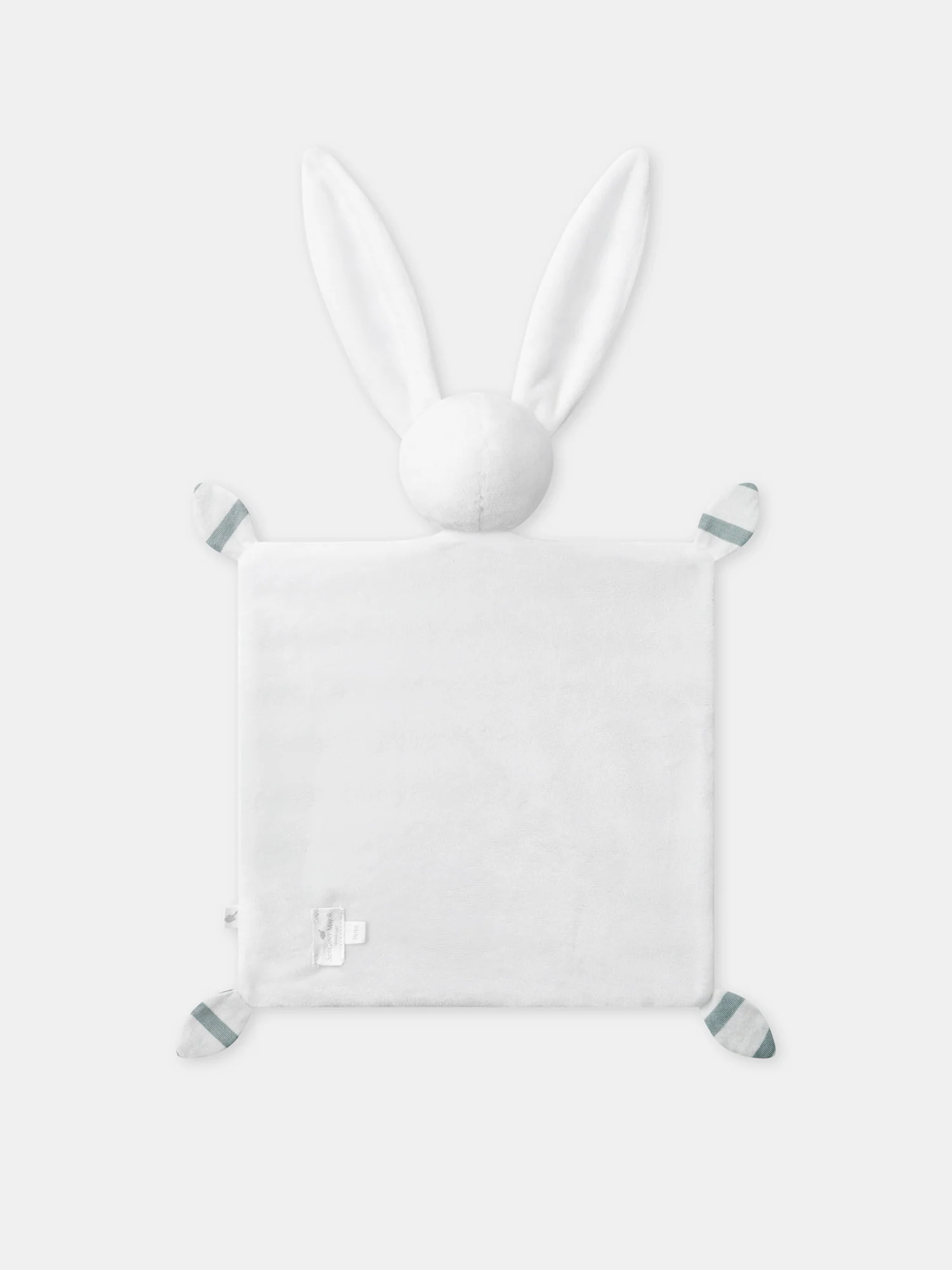 Doudou lapin écru à rayures bleu grisées Naissance Garçon – Image 4
