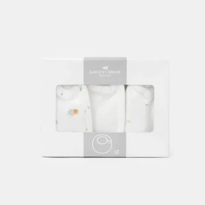 Lot de 3 bavoirs écrus imprimé escargots ou feuillages Naissance Mixte