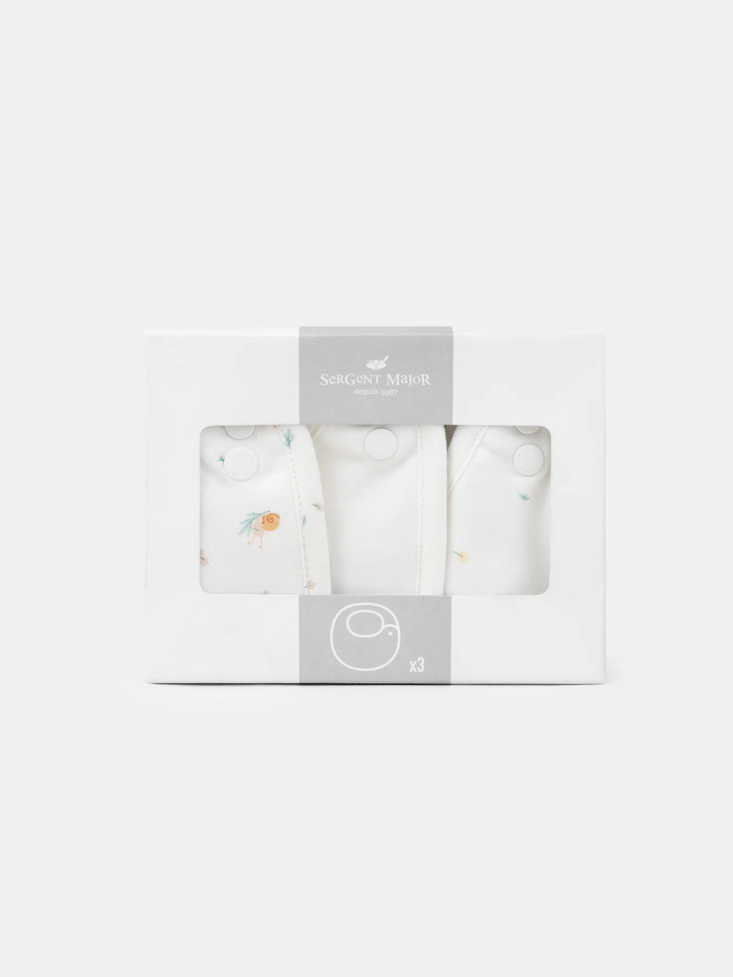 Lot de 3 bavoirs écrus imprimé escargots ou feuillages Naissance Mixte