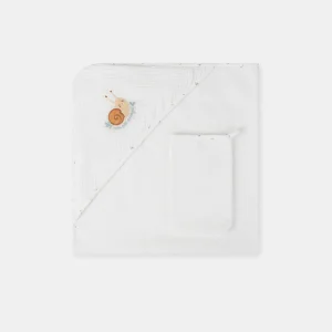 Pointe éponge et gant écru à broderie escargot Naissance Mixte