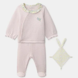 Ensemble haut + pantalon rose + doudou Naissance Fille