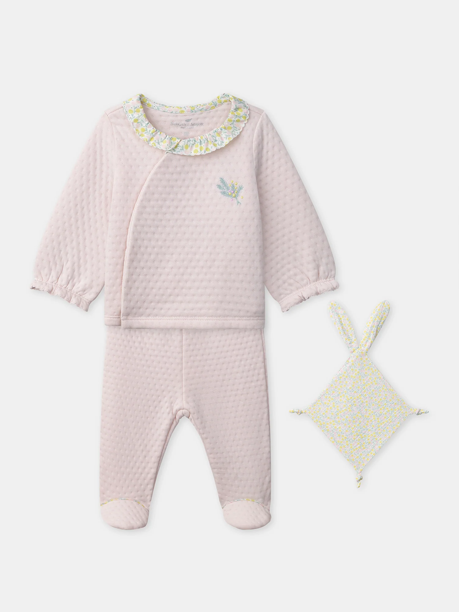 Ensemble haut + pantalon rose + doudou Naissance Fille – Image 2