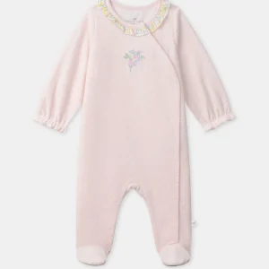 Grenouillère rose à col volants Naissance Fille