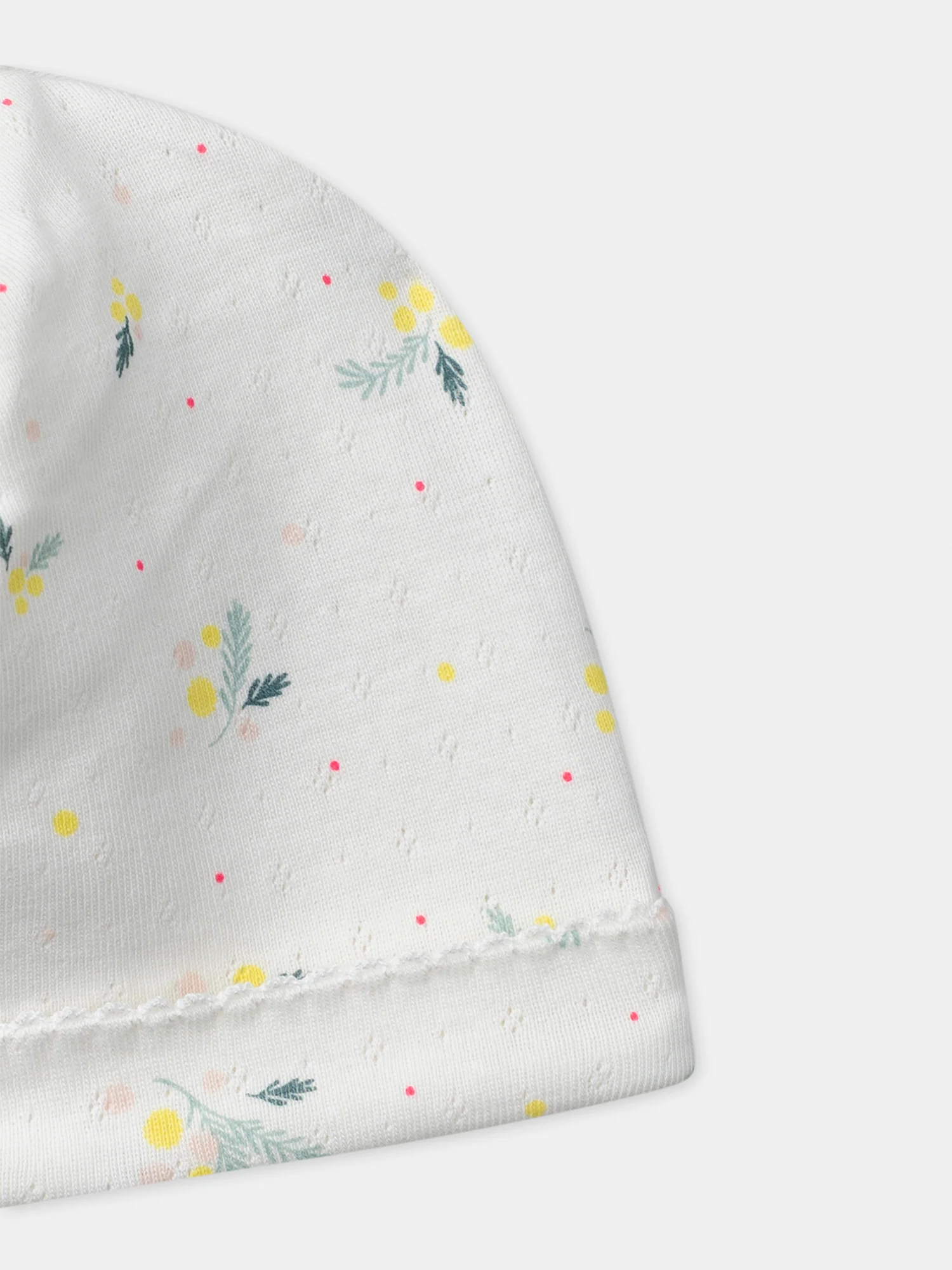 Ensemble haut + pantalon + bonnet imprimé feuillage Naissance Fille – Image 4