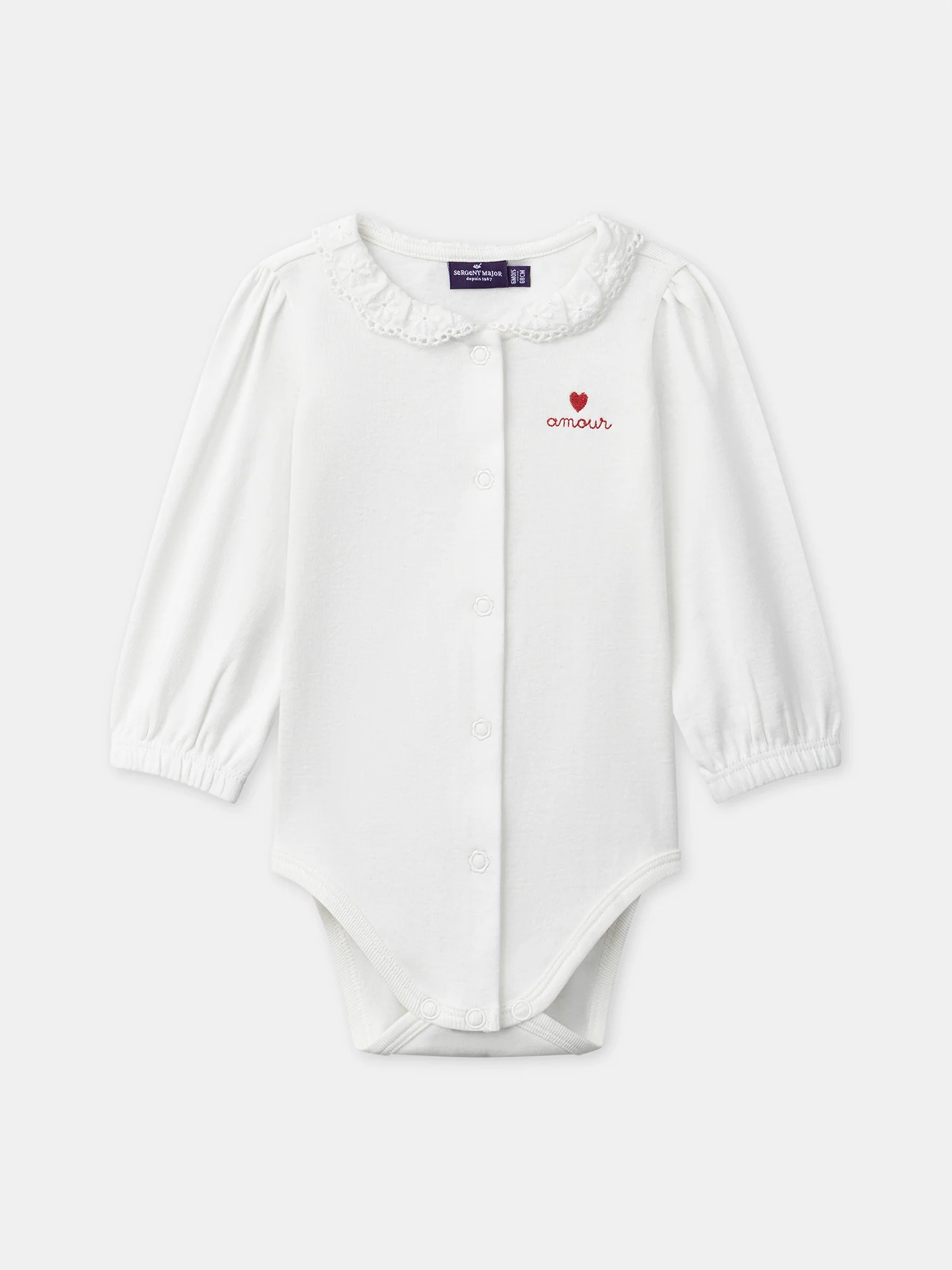 Body écru à col et manches longues Bébé Fille