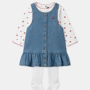 Ensemble t-shirt + chasuble + collant Bébé Fille