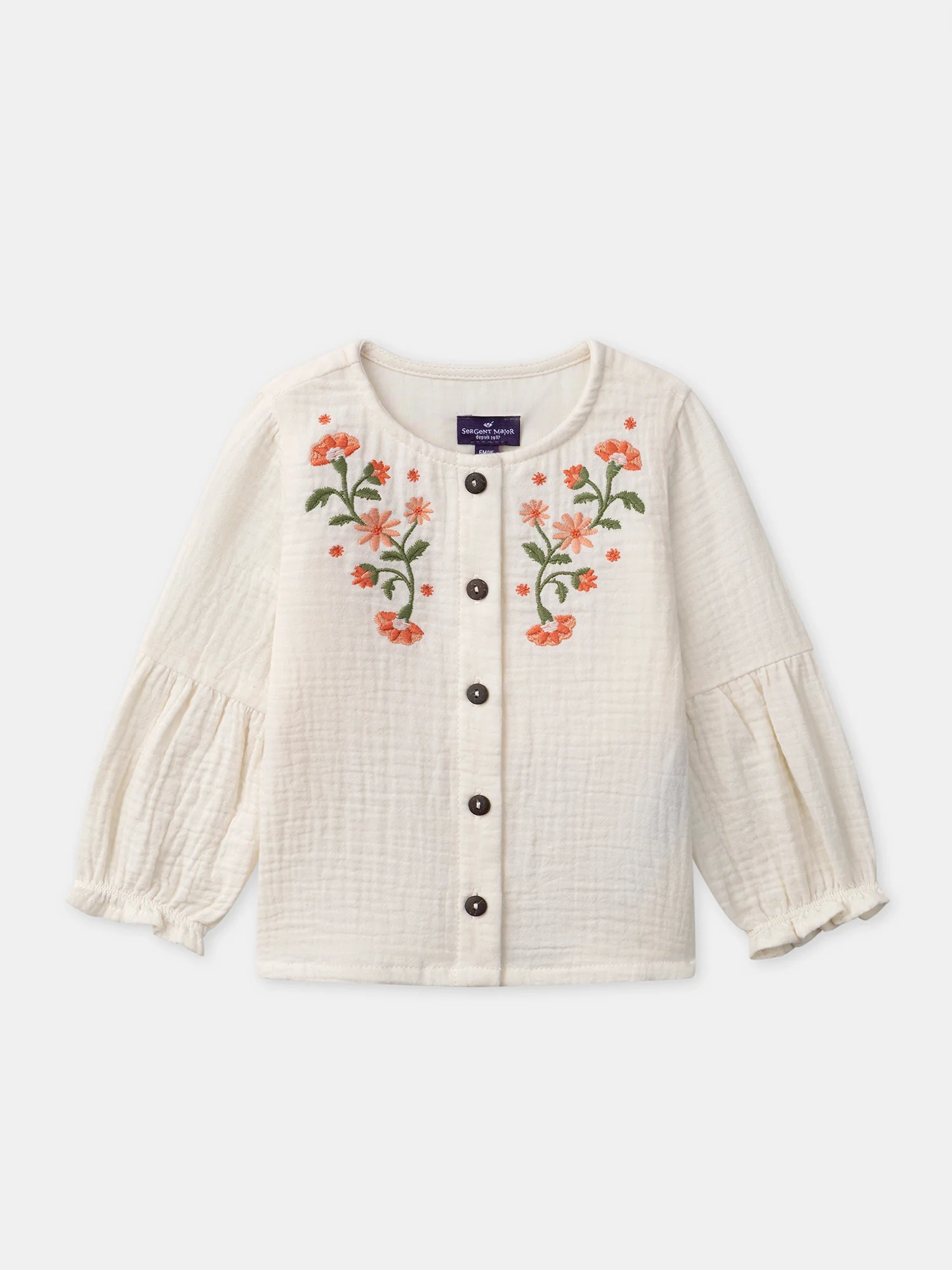 Chemise écrue à broderies fleurs Bébé Fille