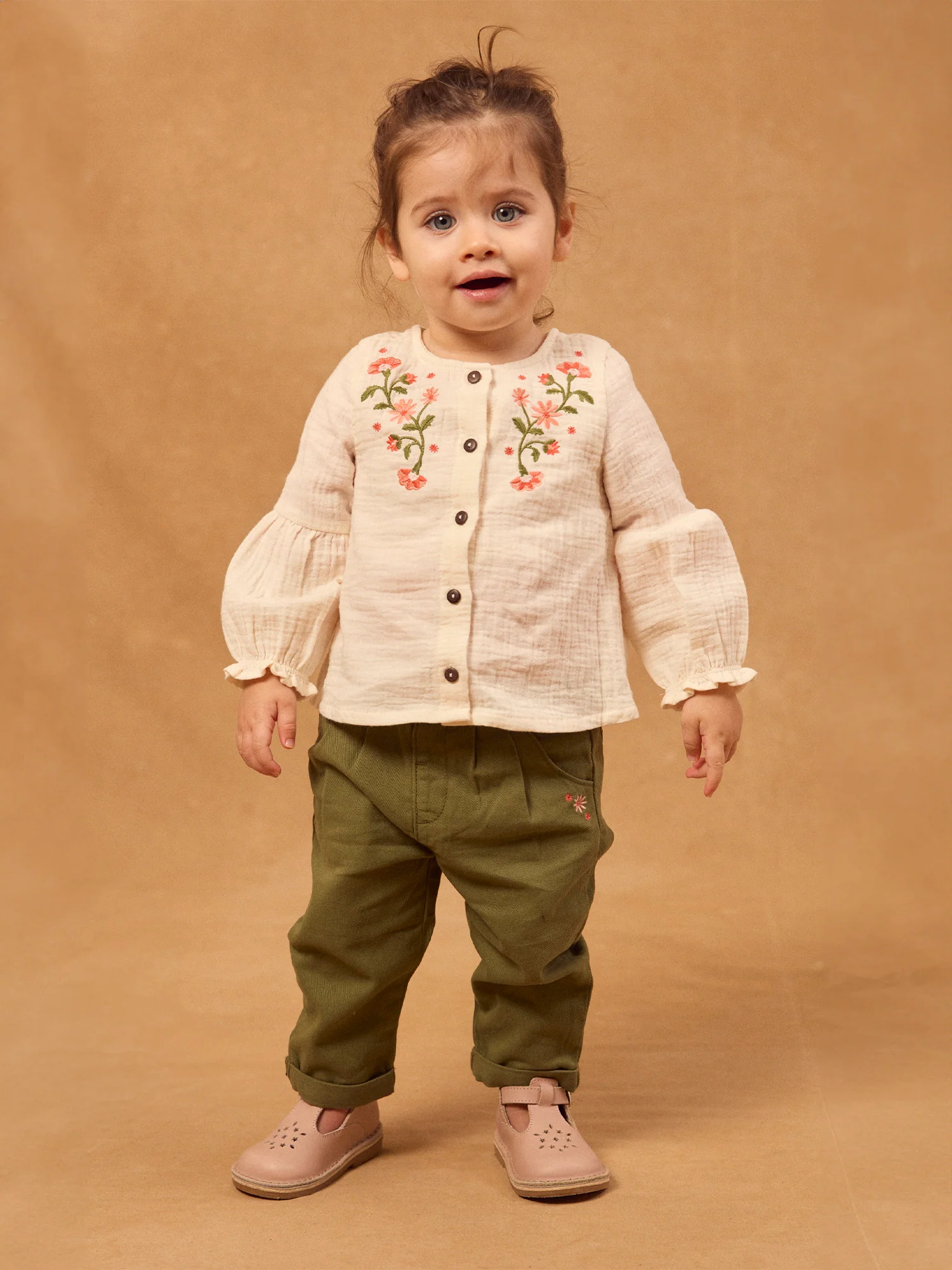 Chemise écrue à broderies fleurs Bébé Fille – Image 5