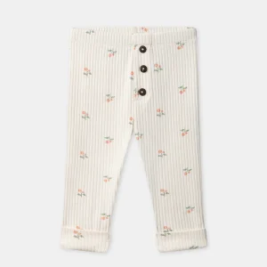 Legging écru imprimé fleuri Bébé Fille