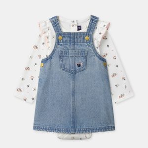 Ensemble chasuble denim + body Bébé Fille