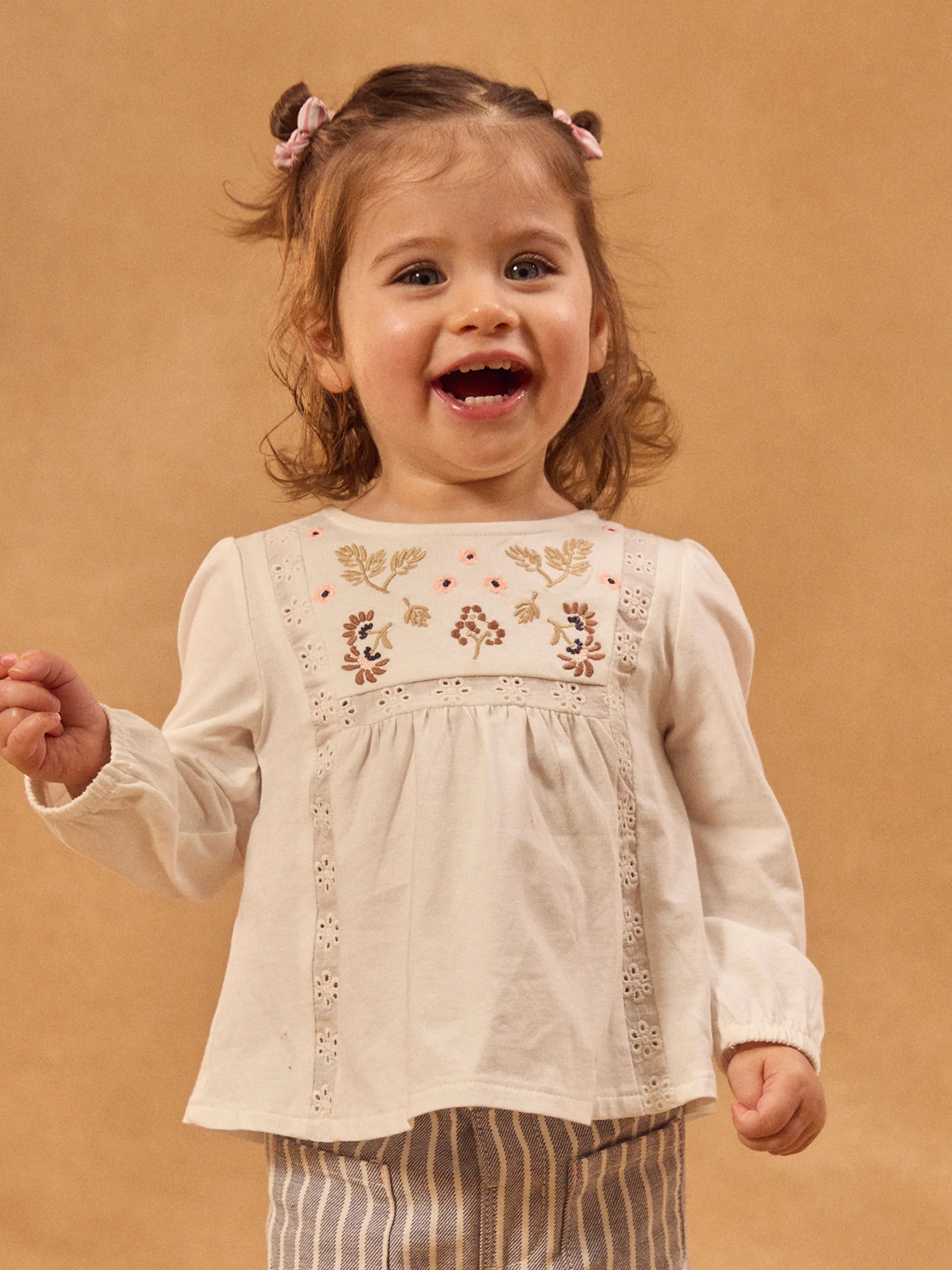 Blouse écrue à broderie fleurs Bébé Fille – Image 3