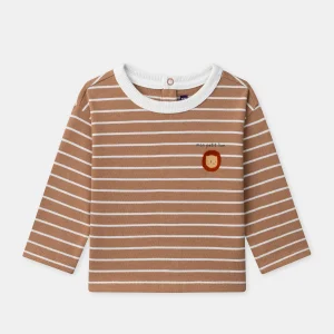 T-shirt à rayures marrons et manches longues Bébé Garçon