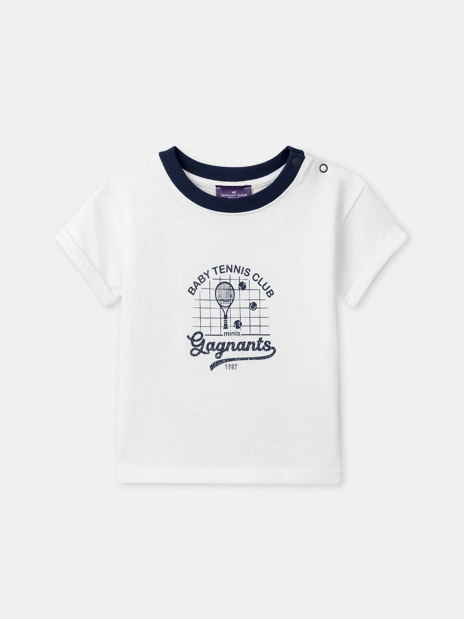 T-shirt écru à motif tennis Bébé Garçon