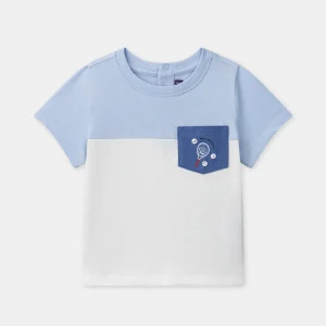 T-shirt bleu ciel et écru Bébé Garçon