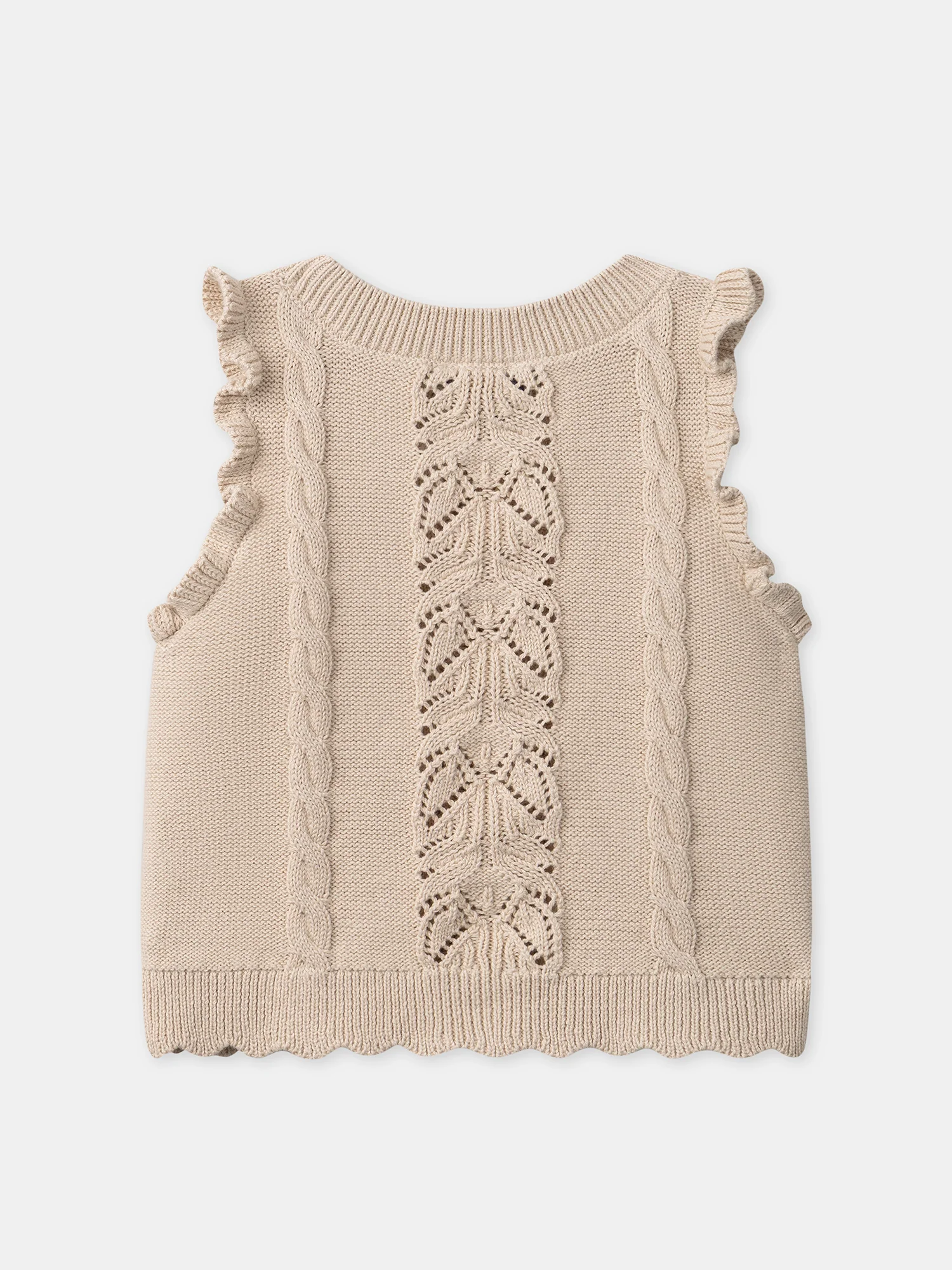 Pull beige sans manches Fille – Image 7