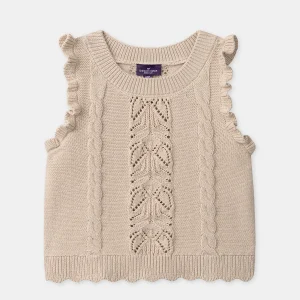 Pull beige sans manches Fille