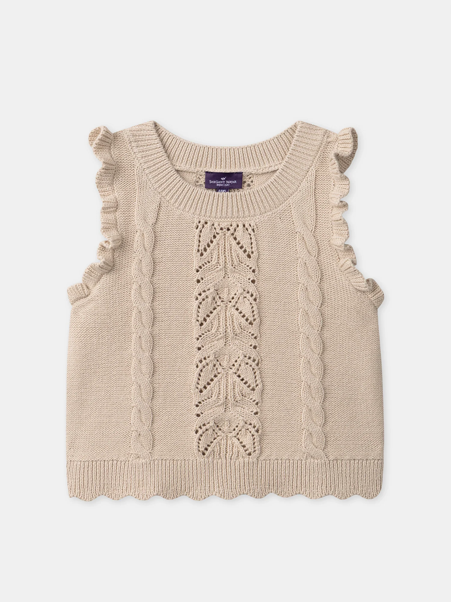 Pull beige sans manches Fille