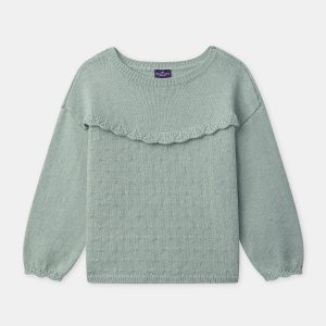 Pull vert amande Fille