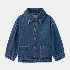 Veste en jean à broderie "M" Fille