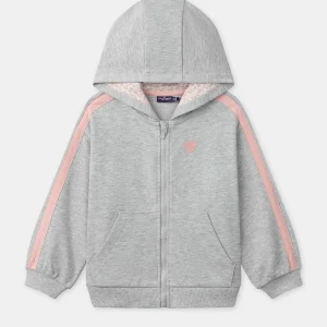 Sweat zippé gris et rose Fille