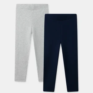 Lot de 2 leggings bleu marine ou gris Fille