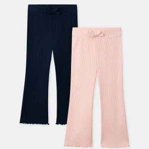 Lot de 2 leggings bleu marine ou rose Fille