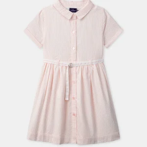 Robe chemise à rayures rose Fille