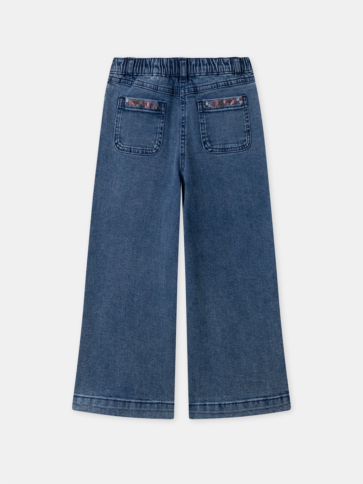Jean wide leg à broderies fleurs Fille – Image 6