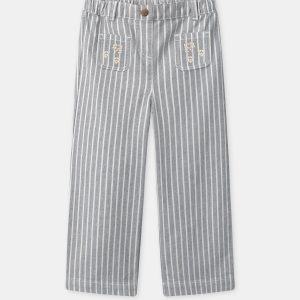 Jean wide leg à rayures grises Fille