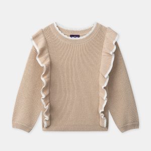 Pull beige à volants Fille