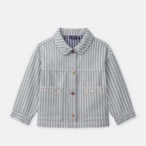 Veste en jean à rayures grises Fille