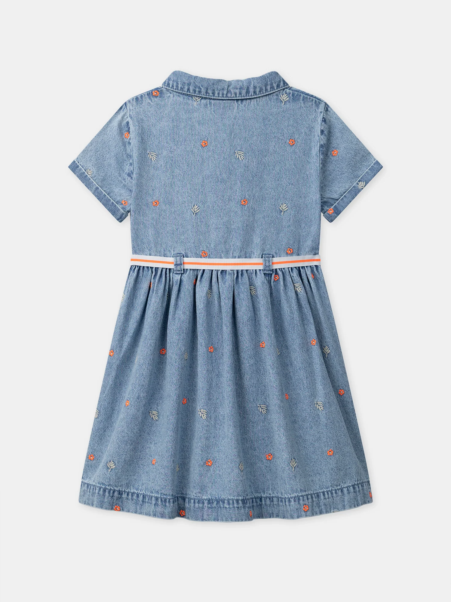Robe chemise denim à broderies fleurs Fille – Image 7
